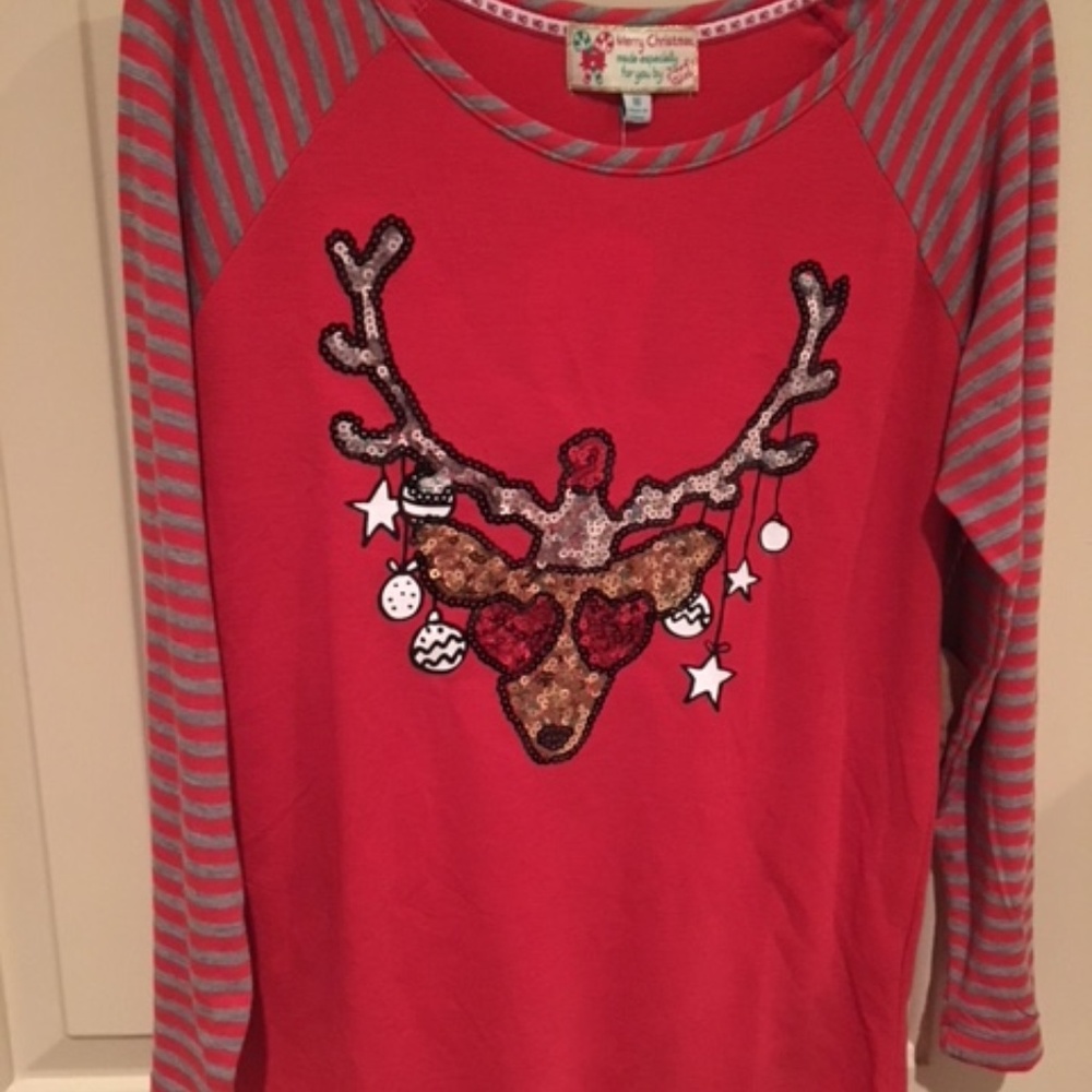 NWT Sequined Reindeer Long Sleeved T